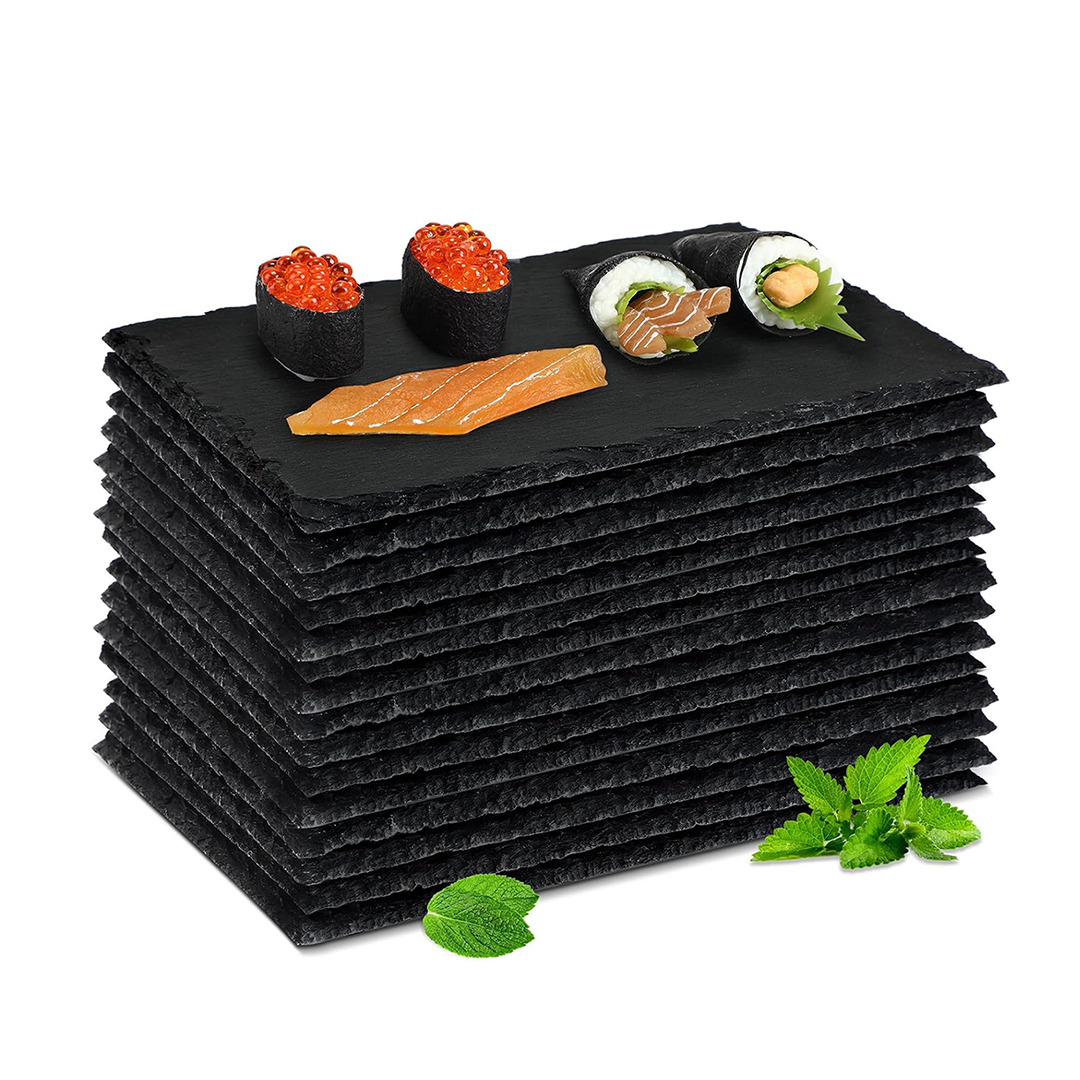 Black Serving Plates Gourmet Tray for Sushi, Appetizers, Laser Engraving Blanks, Gifts, Halloween Christmas, Party